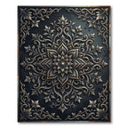 Ornate Black and Gold Medallion Rug