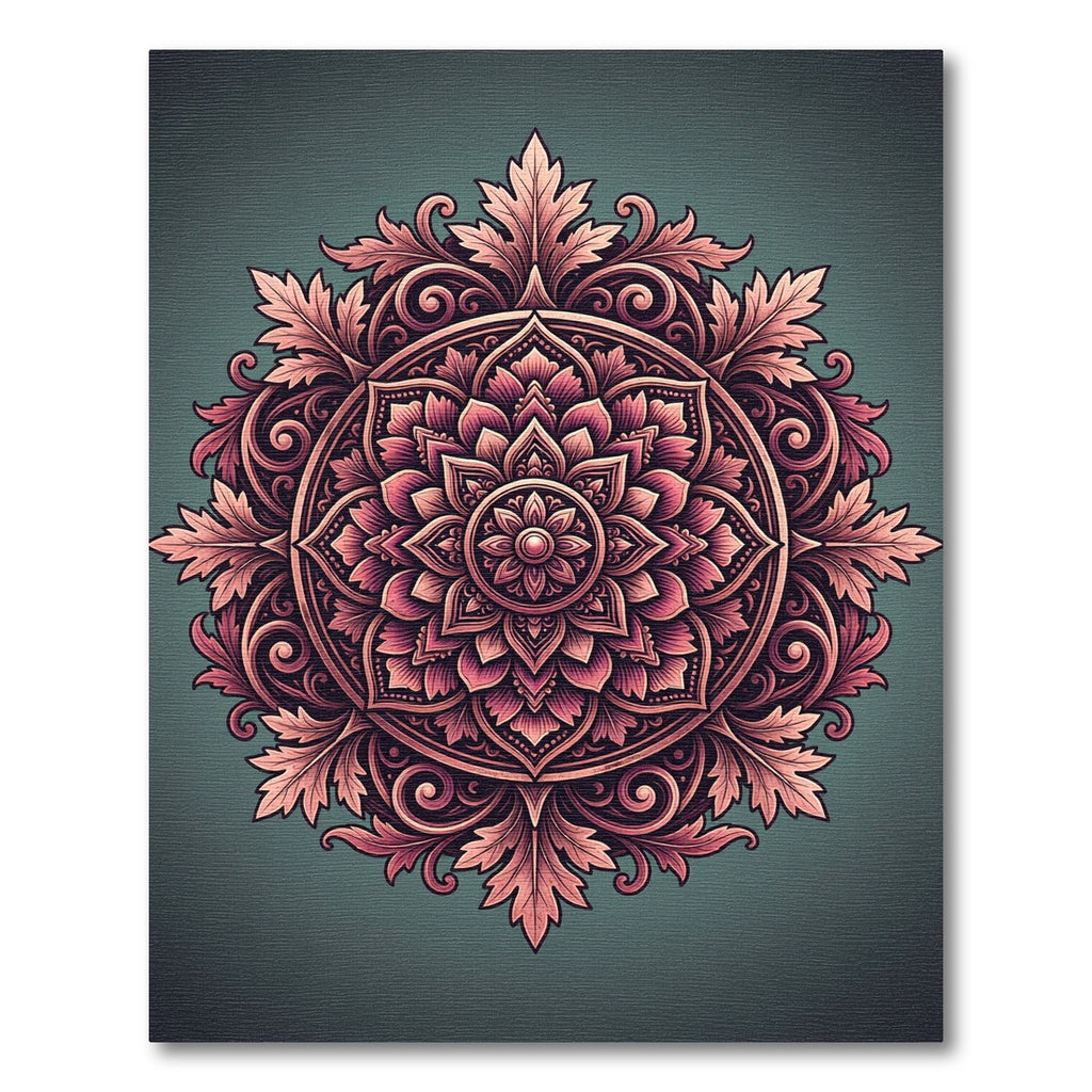 Ornate Blush Rose Floral Medallion Rug