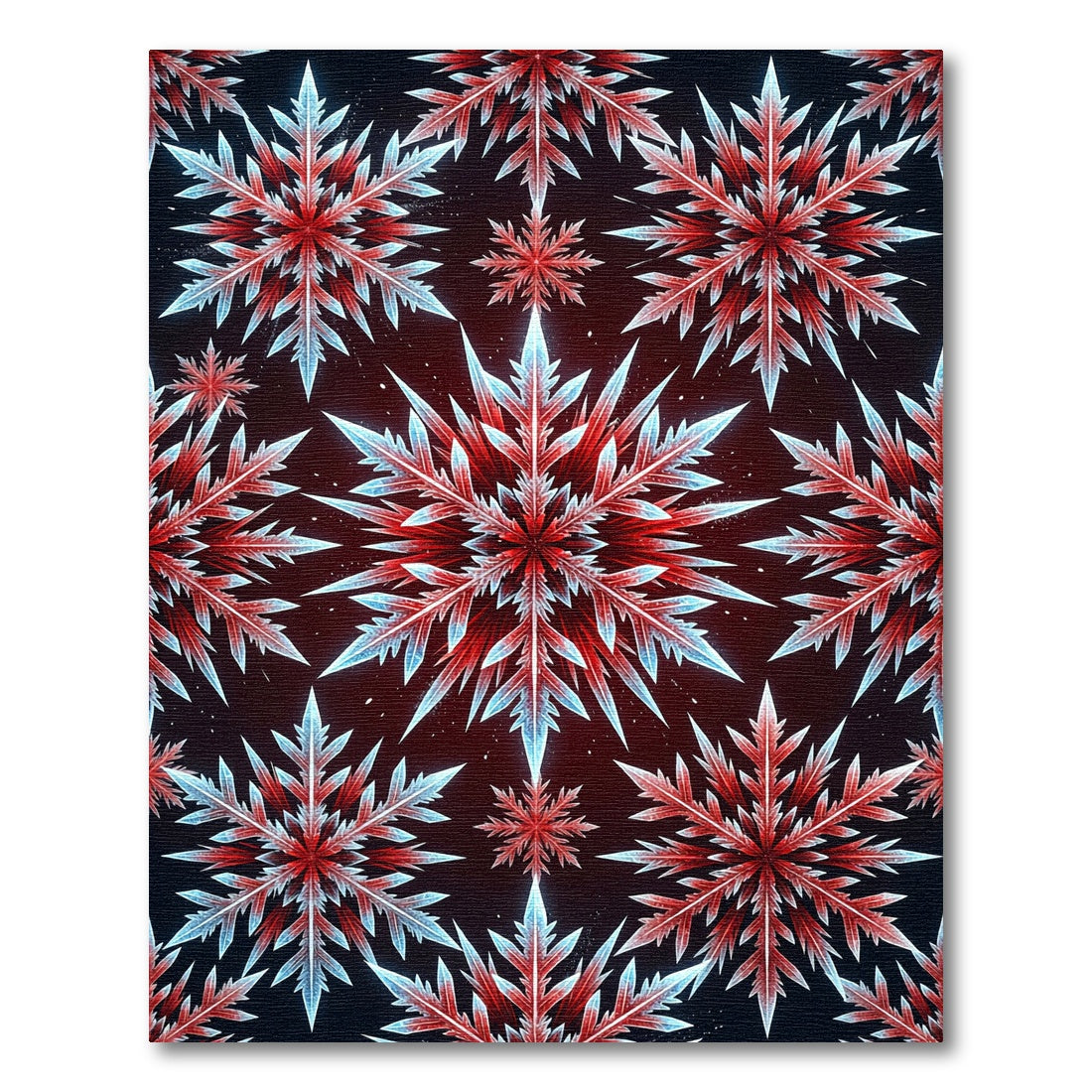 Crimson White Icy Snowflake Repeat Rug