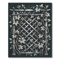 Gray Wood Lattice Floral Vine Rug