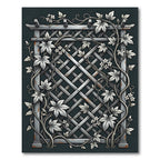 Gray Wood Lattice Floral Vine Rug