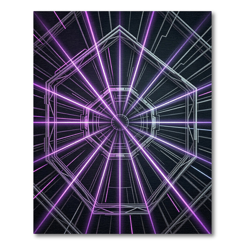 Neon Purple Geometric Cyber Tunnel Rug