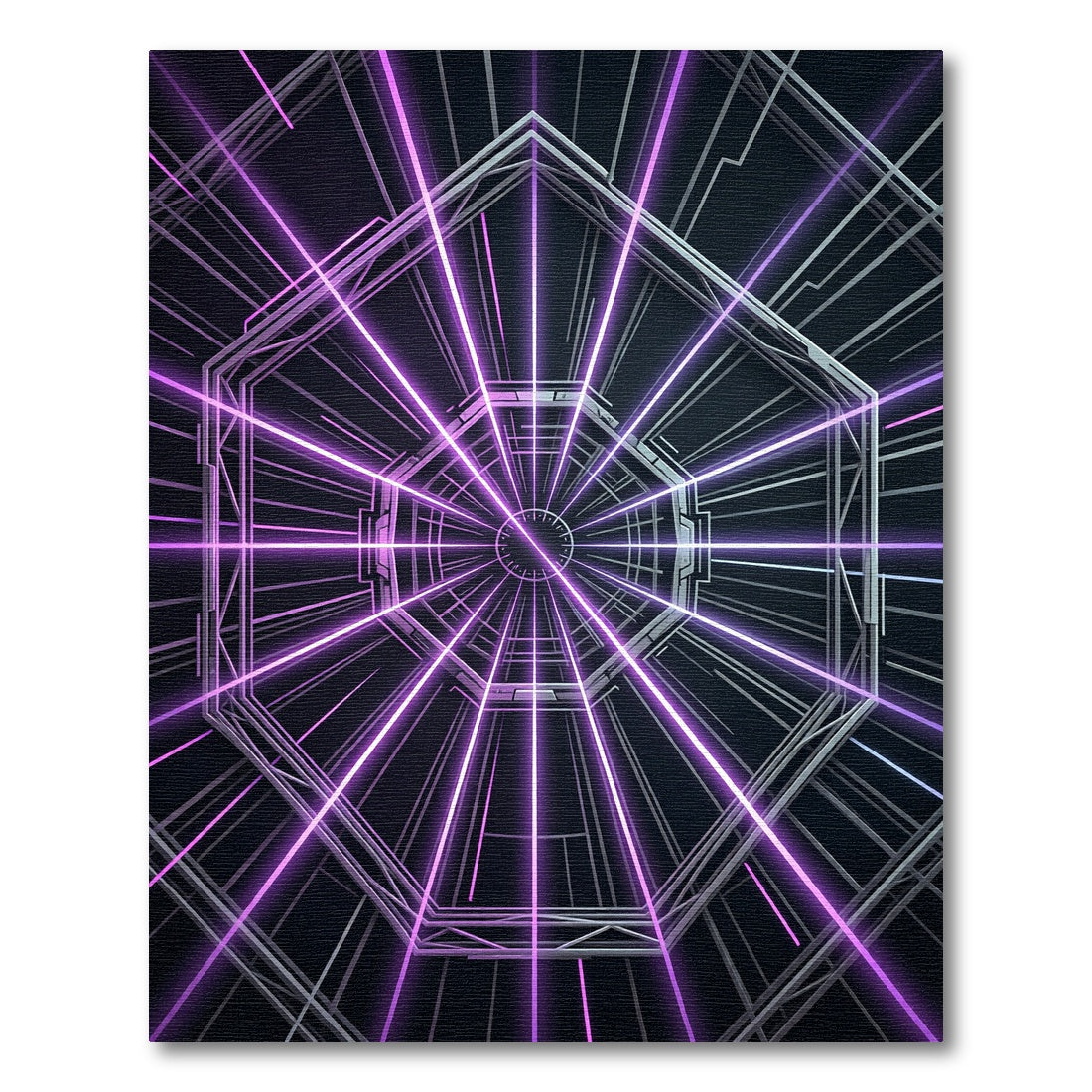 Neon Purple Geometric Cyber Tunnel Rug