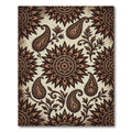 Sepia Floral Mandala and Paisley Art Rug