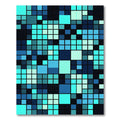 Modern Teal Pixelated Mosaic Grid Rug