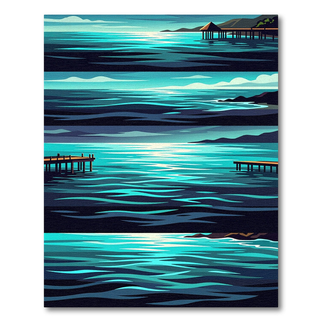 Serene Coastal Horizon Teal Ocean Wave Rug