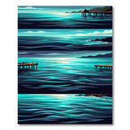 Serene Coastal Horizon Teal Ocean Wave Rug