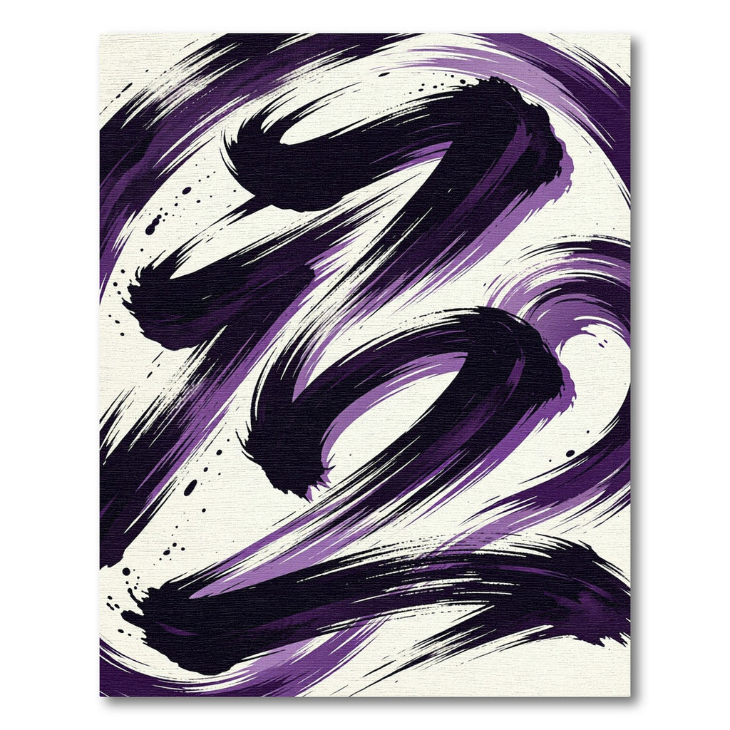 Abstract Purple Ink Swirl Art Rug