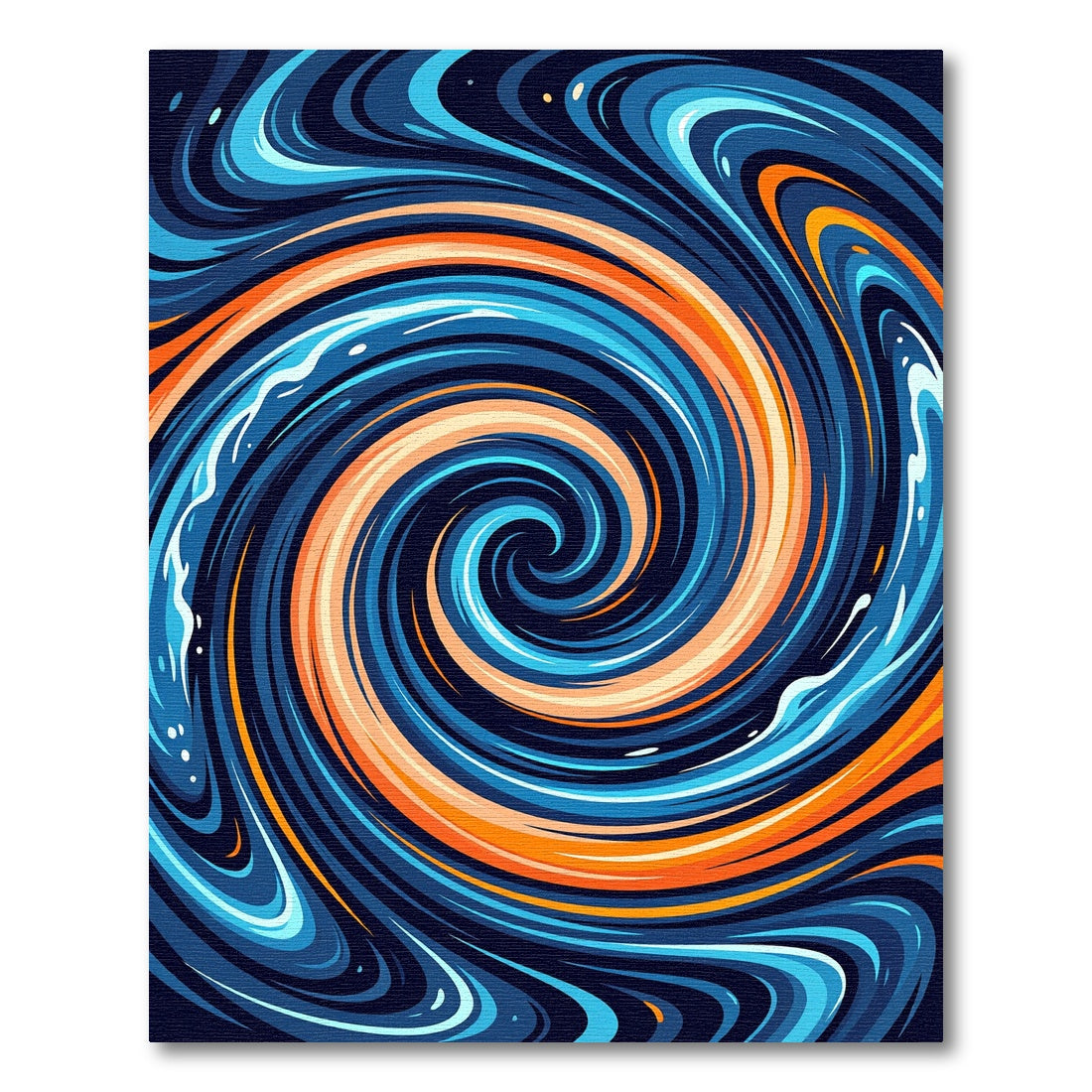 Vibrant Abstract Blue and Orange Whirl Rug