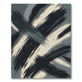 Modern Charcoal and Beige Abstract Brushstroke Rug