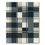 Modern Charcoal and Sand Plaid Composition Rug