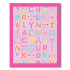 Whimsical Alphabet Blocks Pastel Pink Rug