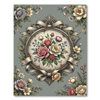 Vintage Rose Garden Oval Medallion Rug