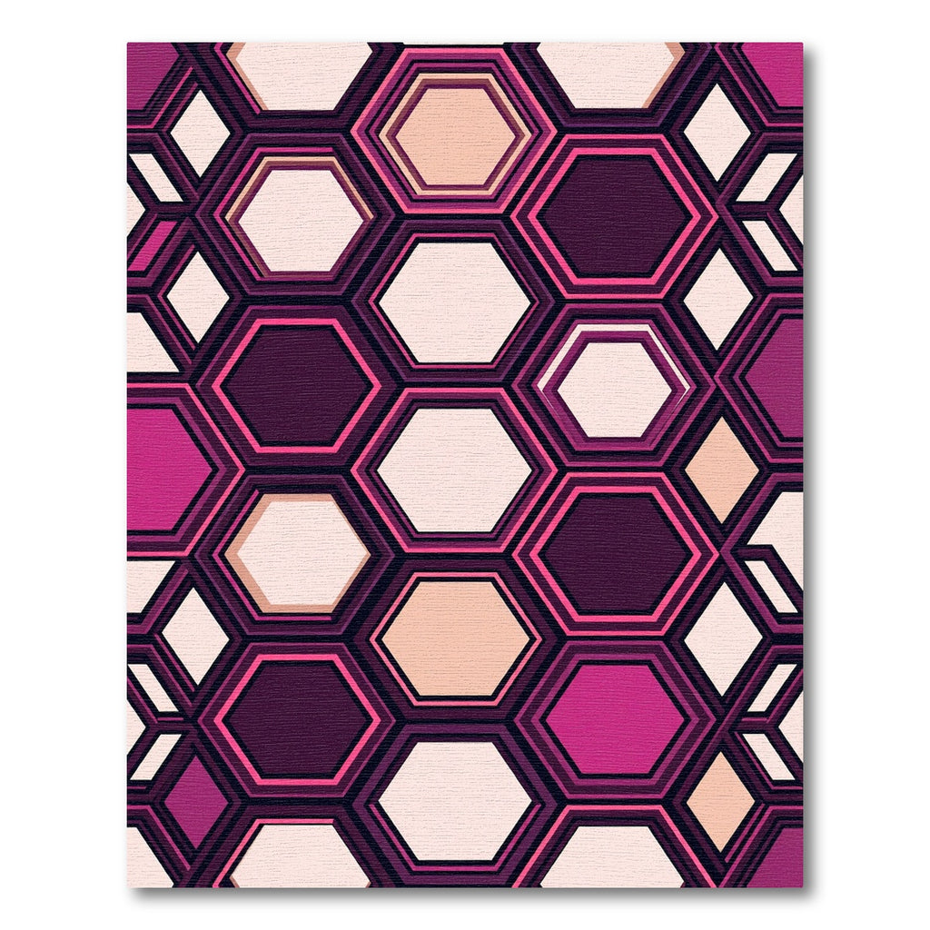 Vibrant Fuchsia Geometric Honeycomb Rug