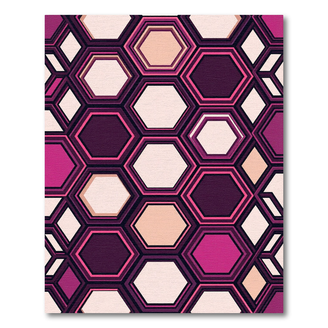Vibrant Fuchsia Geometric Honeycomb Rug