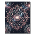 Celestial Rose Gold Heart Starry Mandala Rug