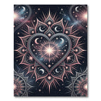 Celestial Rose Gold Heart Starry Mandala Rug