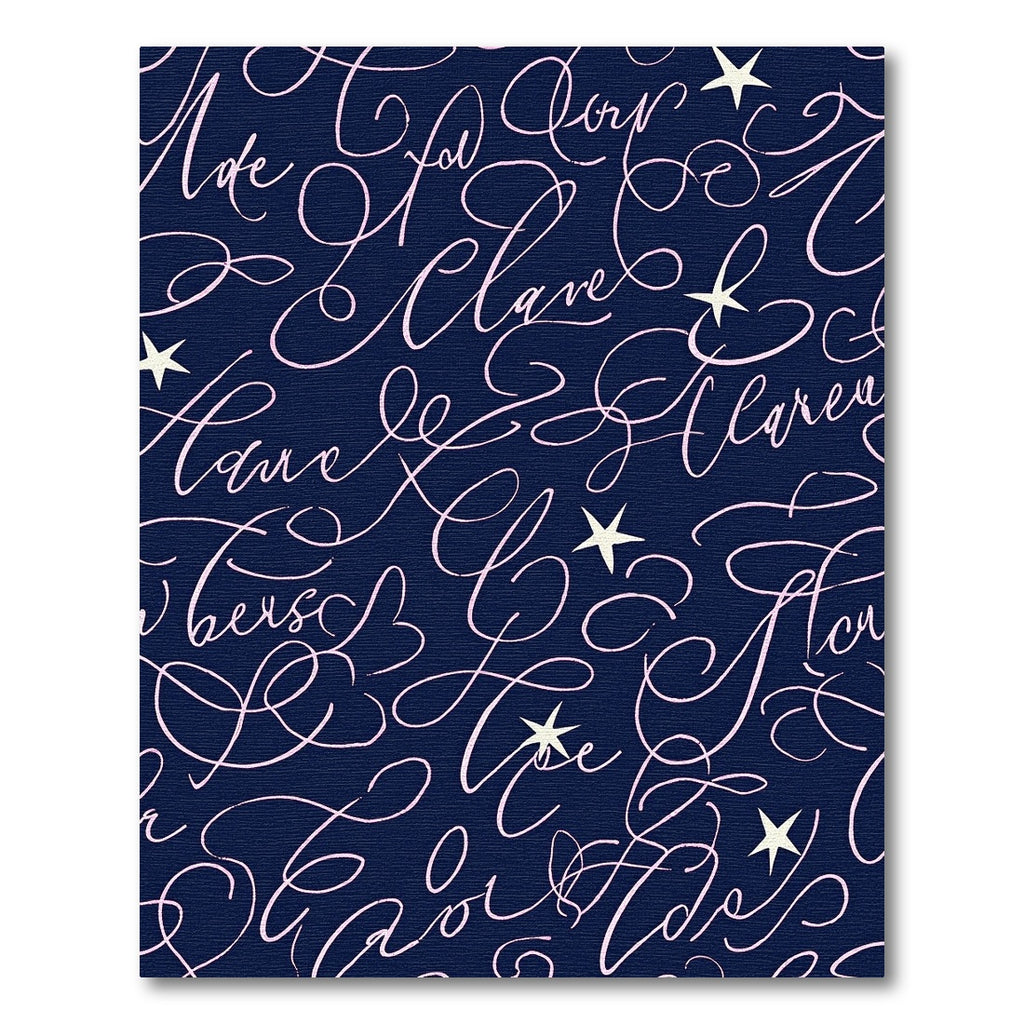 Navy Pink Script Star Repeating Layout Rug