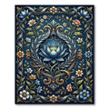 Elegant Ornate Blue Lotus Floral Medallion Rug