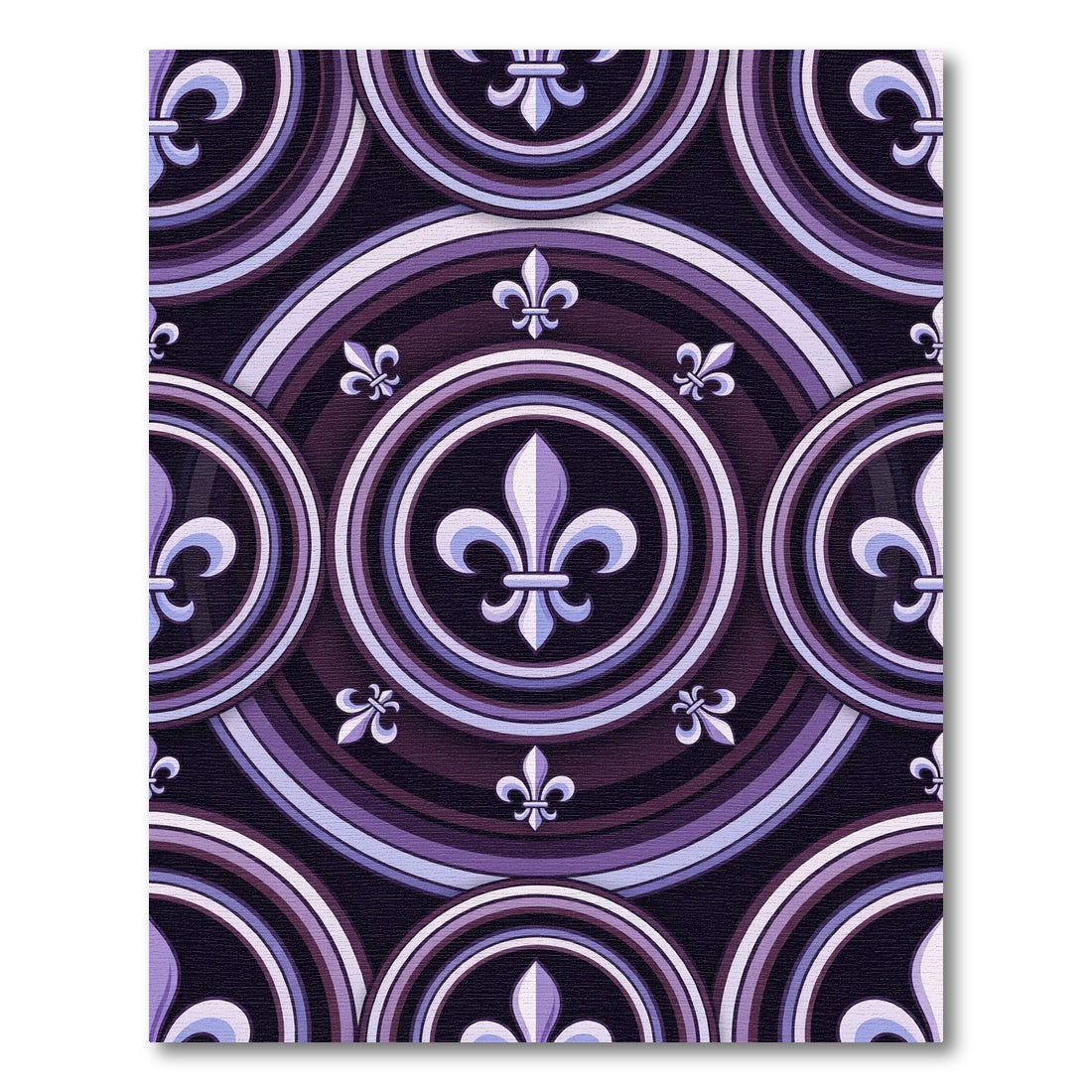 Royal Purple Fleur-de-lis Circular Medallion Rug