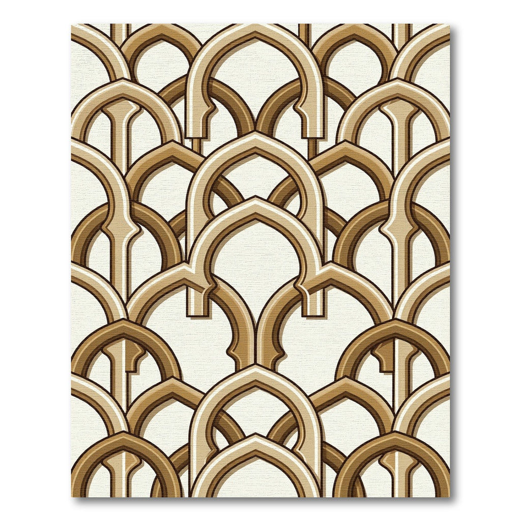 Warm Brown Geometric Interlocking Arches Rug