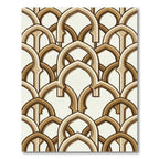 Warm Brown Geometric Interlocking Arches Rug
