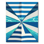Abstract Blue White Water Stripes Rug
