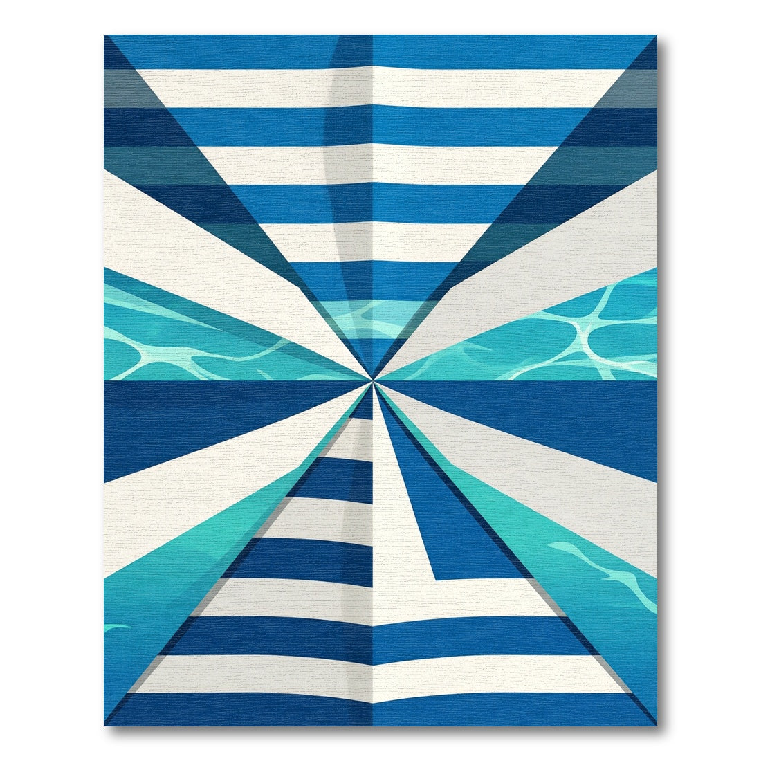 Abstract Blue White Water Stripes Rug