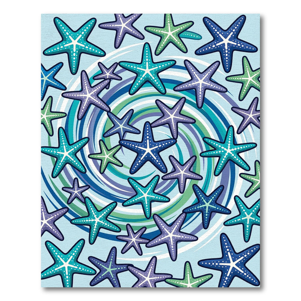 Coastal Teal Purple Starfish Swirl Rug