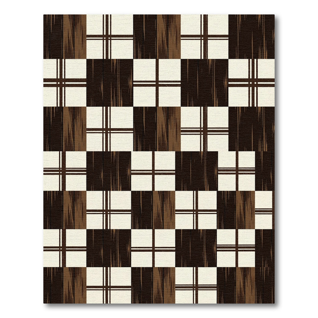 Modern Dark Brown Cream Plaid Rug