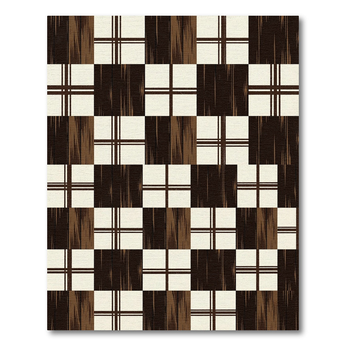 Modern Dark Brown Cream Plaid Rug