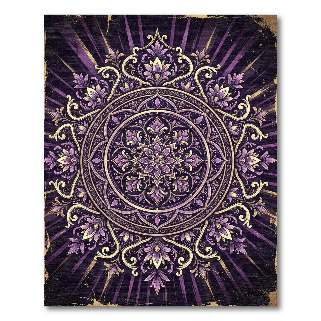 Royal Purple Ornate Floral Medallion Rug