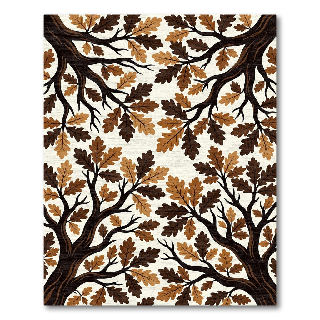 Dark Brown Oak Leaf Branches Rug