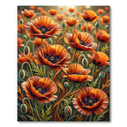 Vibrant Orange Poppy Meadow Area Rug
