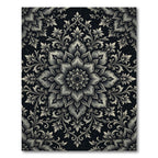 Elegant Charcoal Floral Medallion Rug