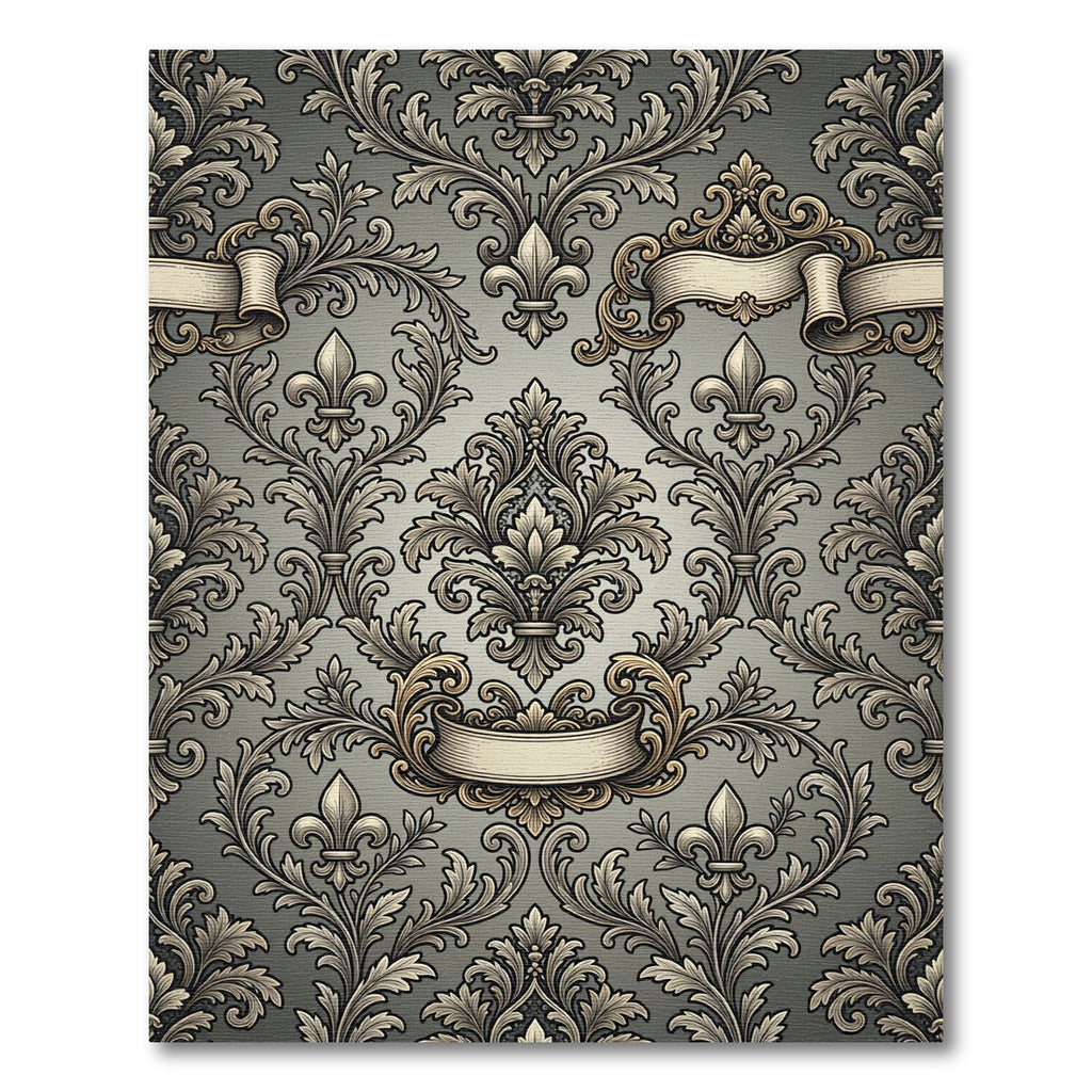Elegant Silver Filigree Fleur de Lis Rug