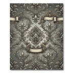 Elegant Silver Filigree Fleur de Lis Rug