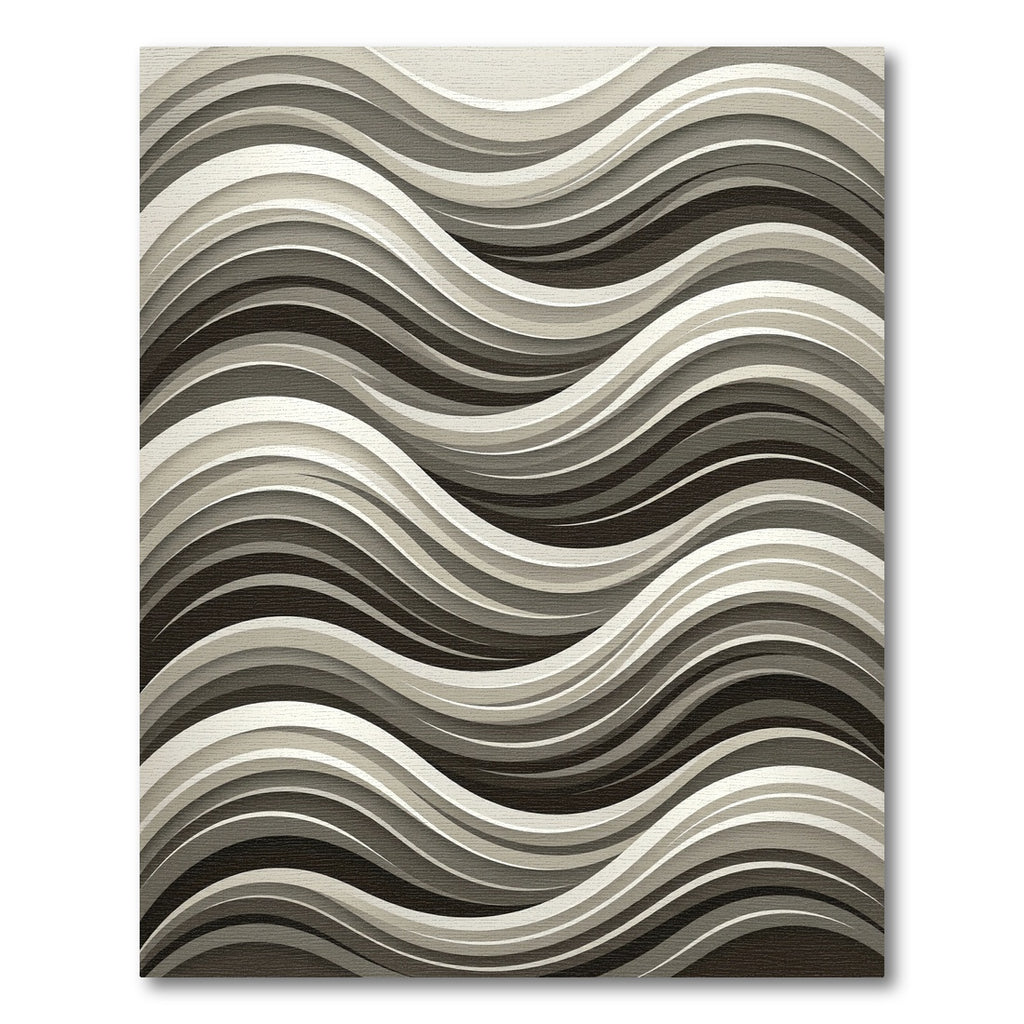 Modern Sculptural Monochrome Flowing Wave Rug