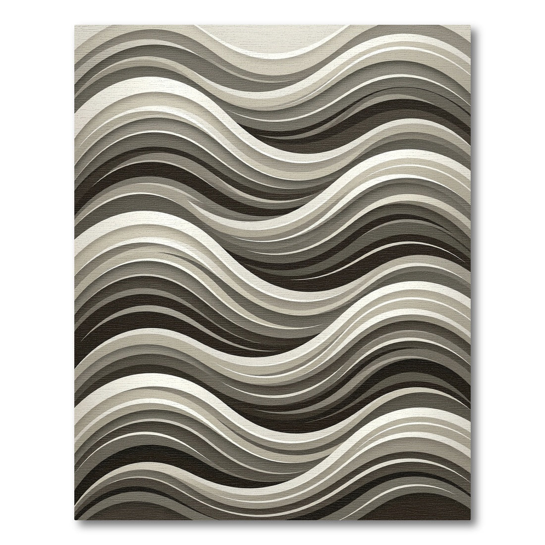 Modern Sculptural Monochrome Flowing Wave Rug