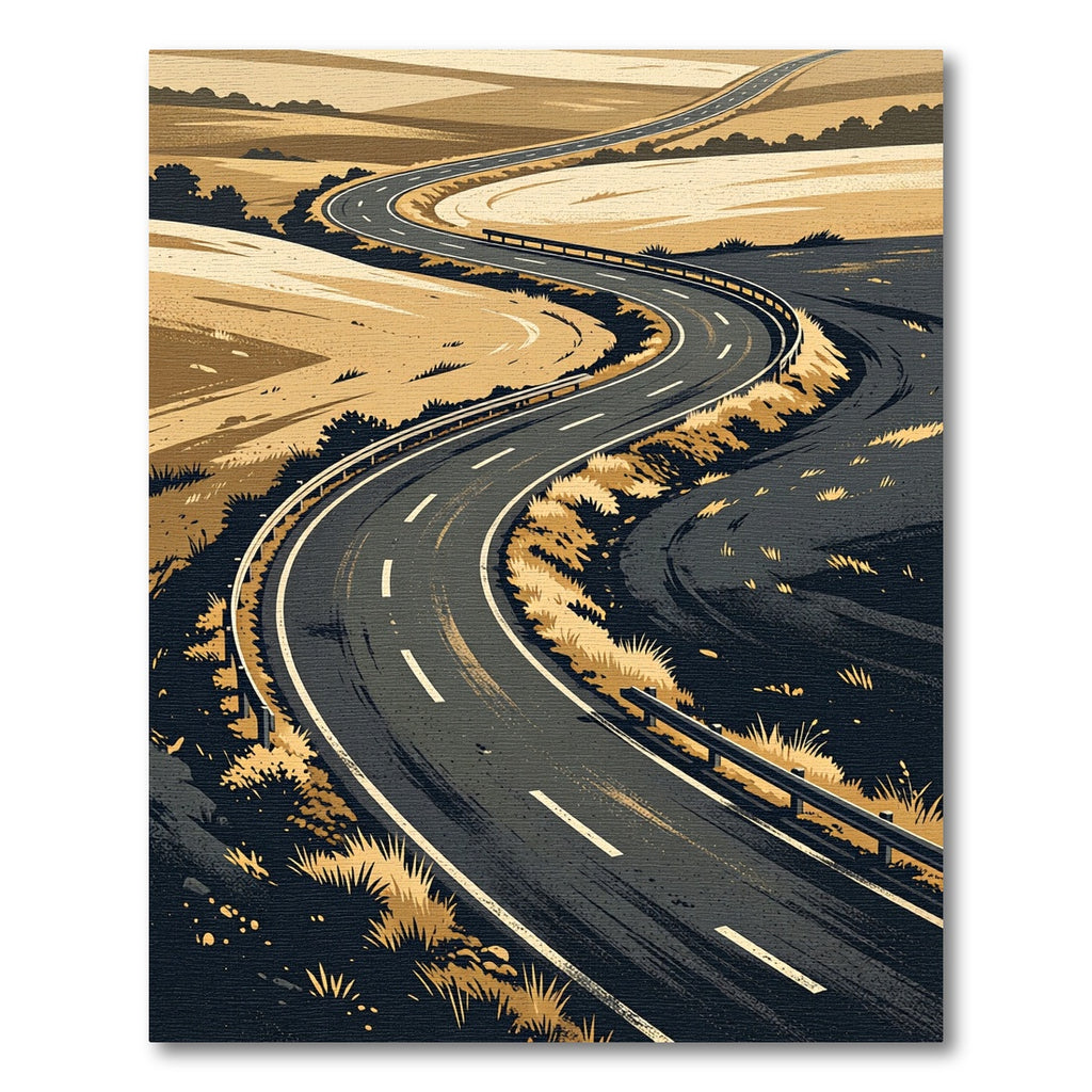 Winding Mountain Road Landscape Art Rug