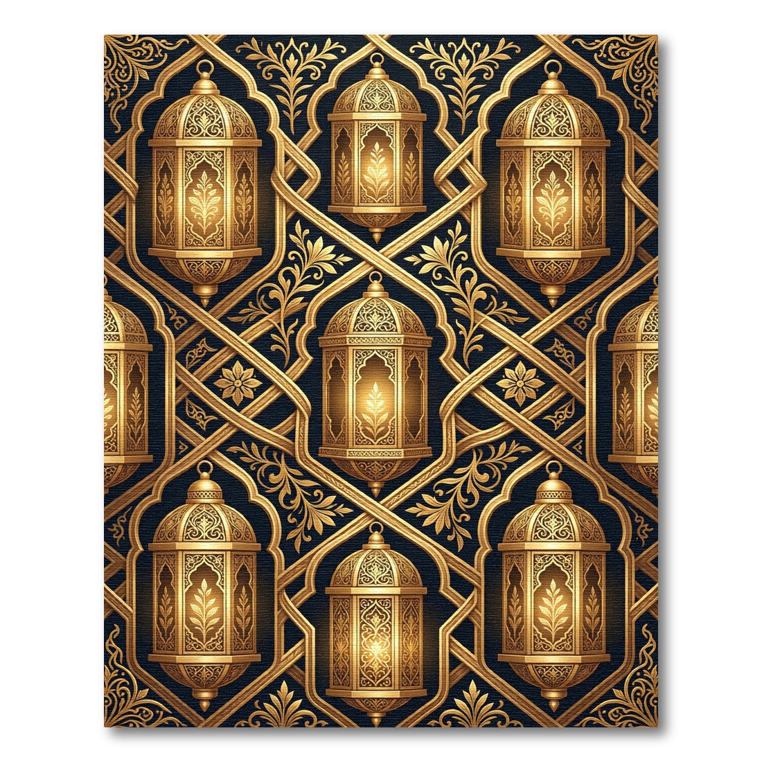 Golden Lantern Ornate Floral Lattice Rug