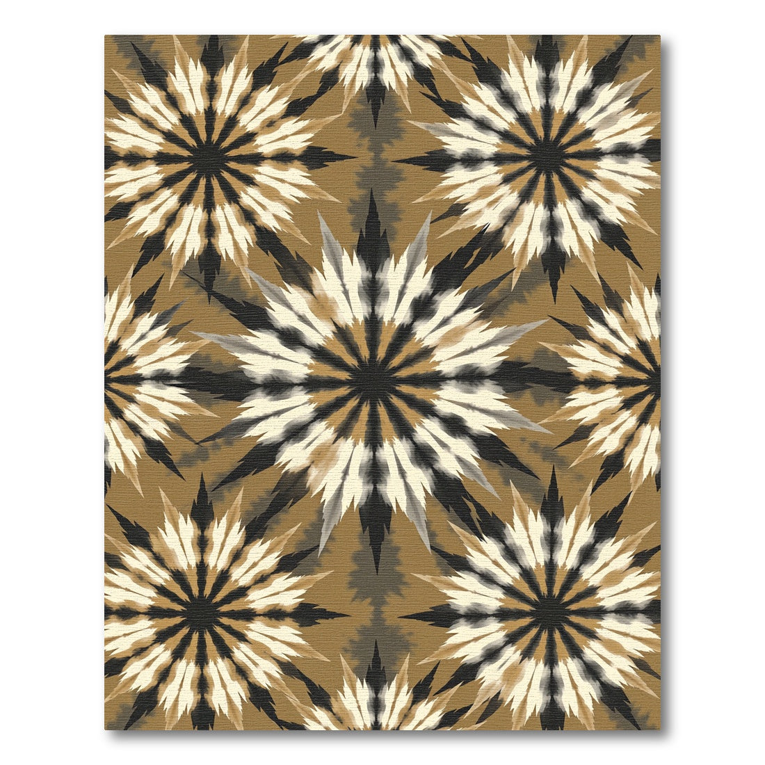 Earthy Ochre Starburst Abstract Medallion Rug