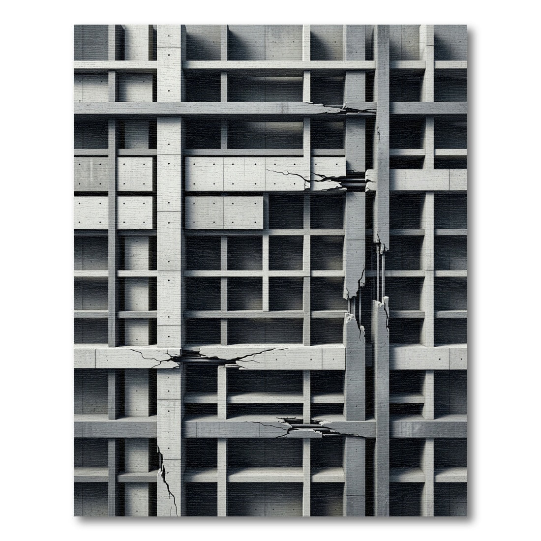 Monochrome Brutalist Concrete Grid Architecture Rug