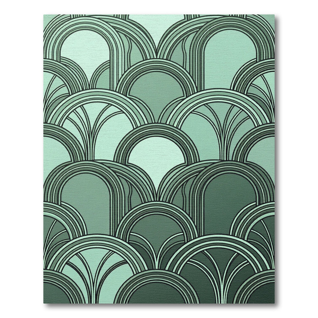 Art Deco Sage Geometric Arch Fan Rug