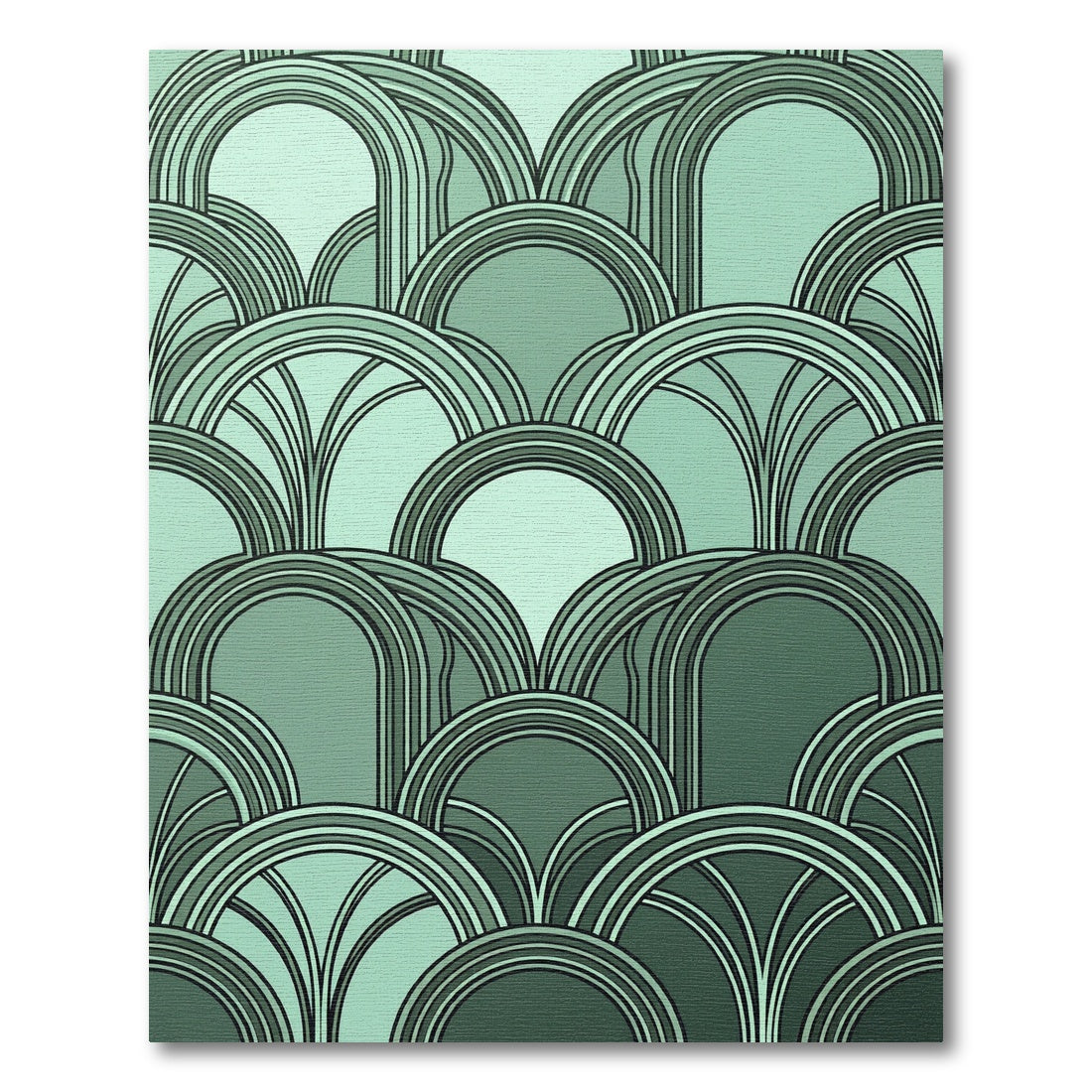 Art Deco Sage Geometric Arch Fan Rug