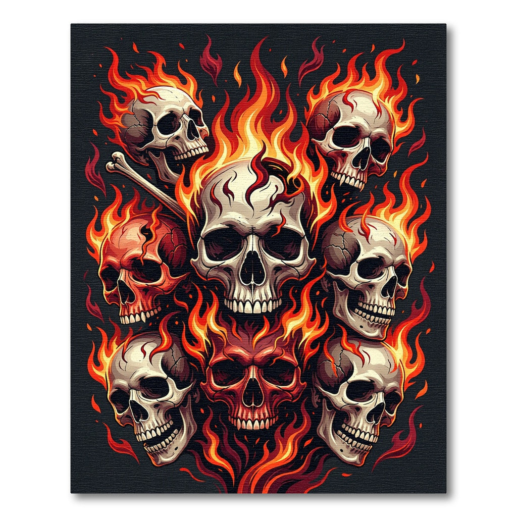 Fiery Flaming Skulls Inferno Graphic Rug