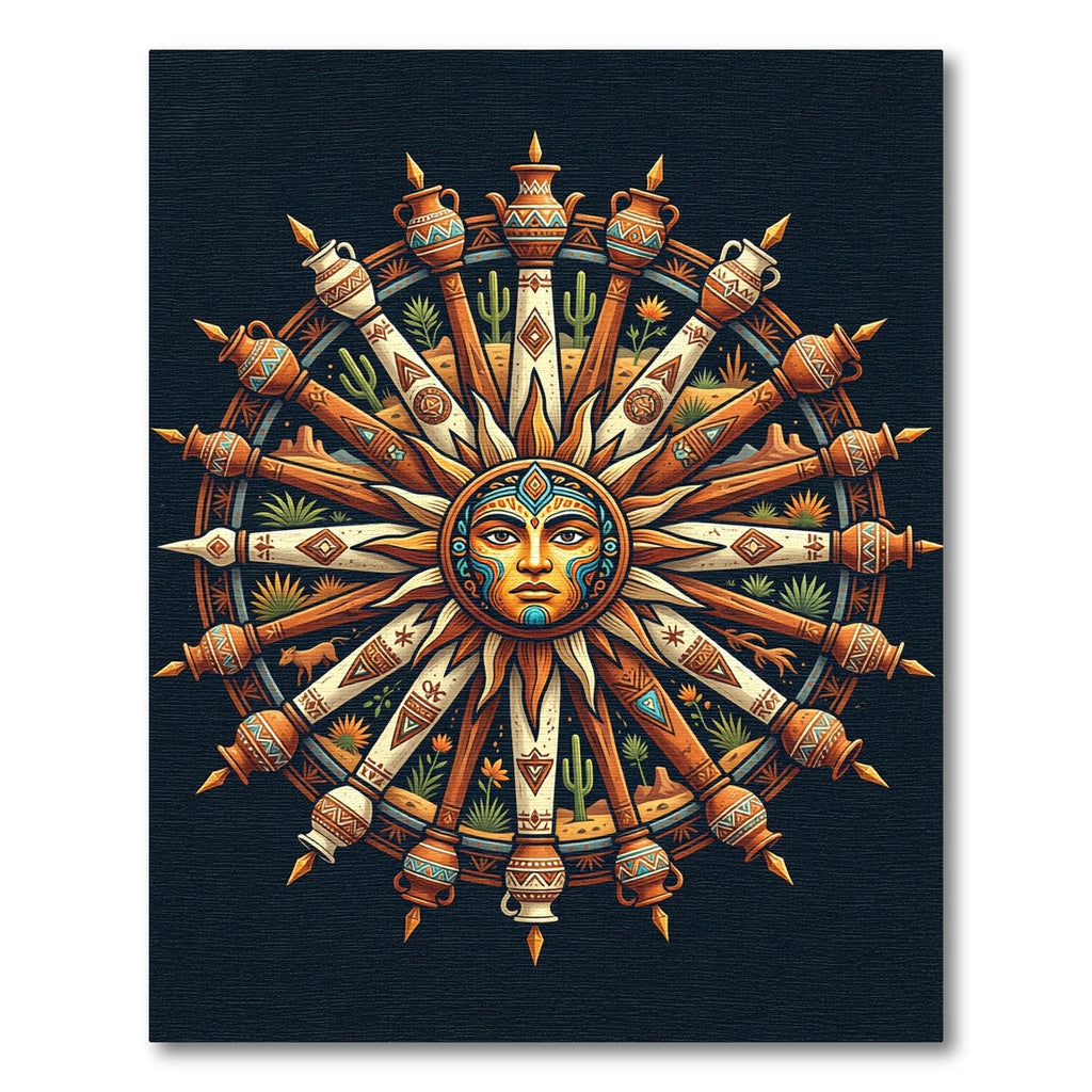 Celestial Sun Terracotta Desert Wheel Rug