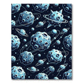 Cosmic Blue Asteroid Galaxy Orbit Rug