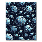 Cosmic Blue Asteroid Galaxy Orbit Rug