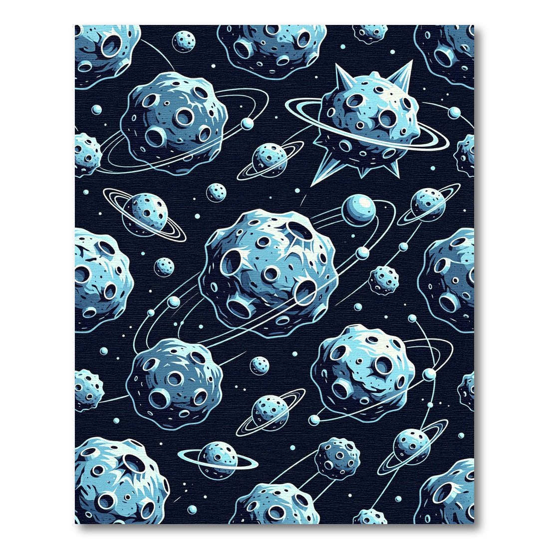 Cosmic Blue Asteroid Galaxy Orbit Rug